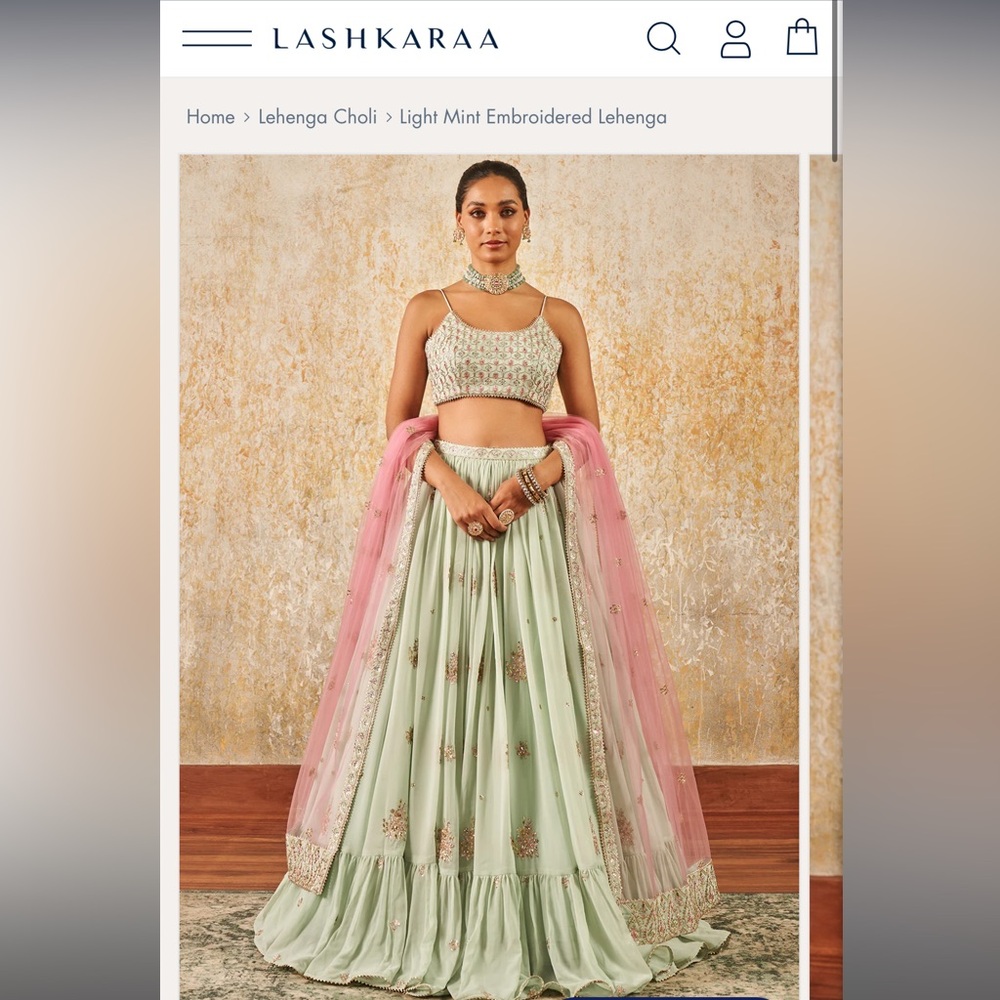 Elegant Pink and Green Embroidered Lehenga